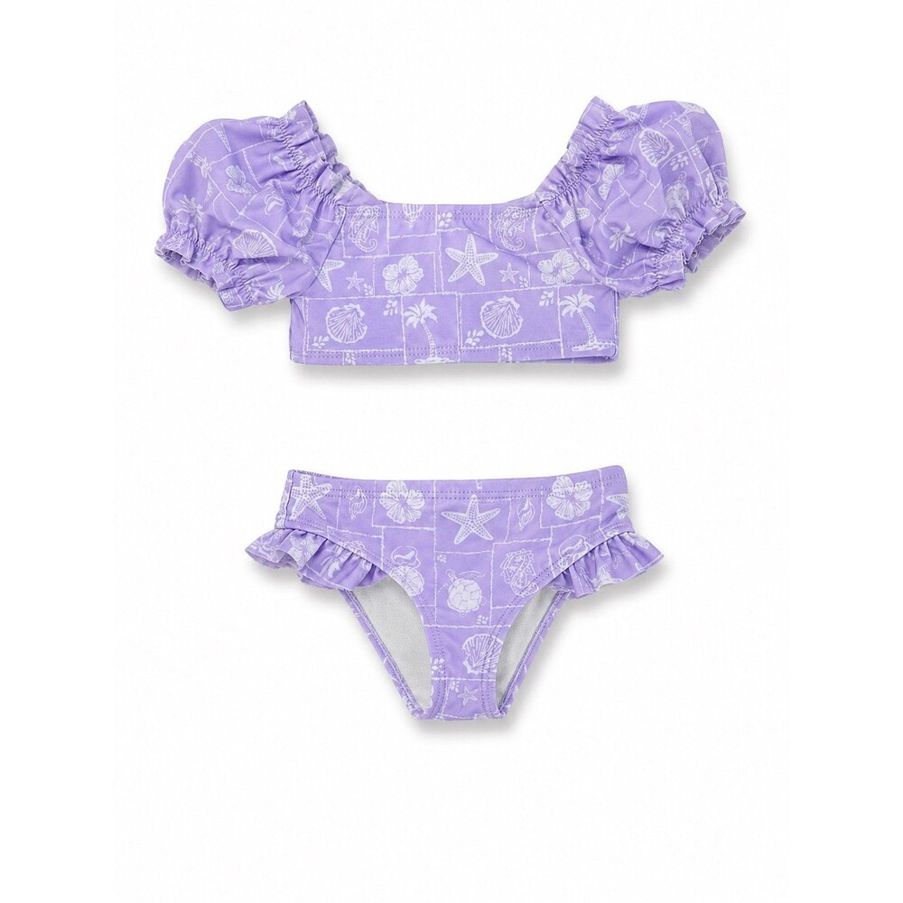 Wonder Nation Girls 12M Purple Seashell Bikini Swimsuit